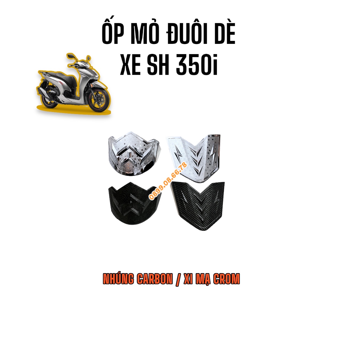 Ốp mỏ đuôi xe sh 350i - nhúng carbon - 1 cặp