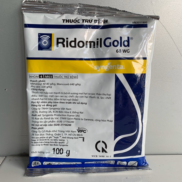 Thuốc trừ bệnh Ridomil Gold 68WG 100gr