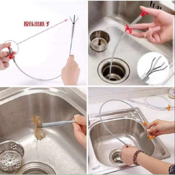 Dụng cụ gắp rác thông tắc cống nhanh chóng - cây móc rác , que lấy rác thông minh