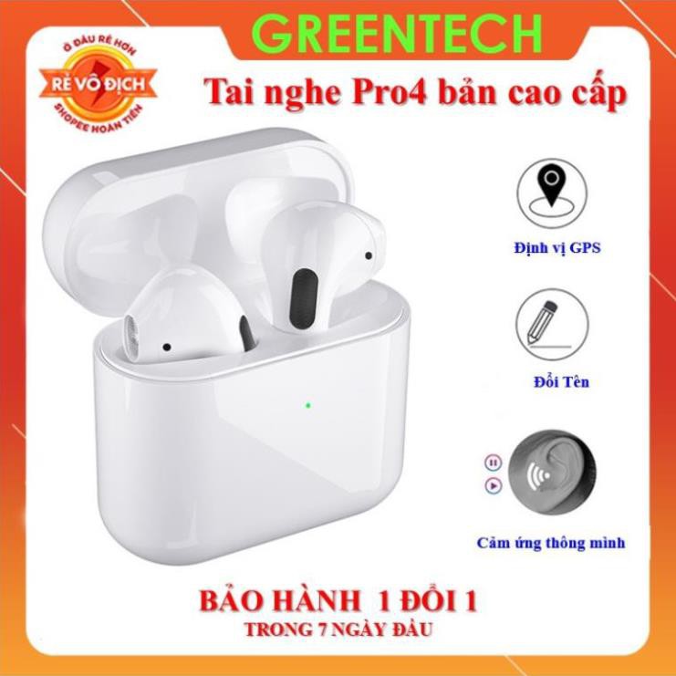 Tai nghe Bluetooth True Wireless Pro4 có đổi tên dinhh vị cảm ứng - Tai Không Dây Pro4 dễ kết nối qua giao diện tuch.CHỈ CÓ TẠI NVT SHOP CHUYÊN SỈ .BẢO HÀNH 12 THÁNG LỖI HOÀN LẠI