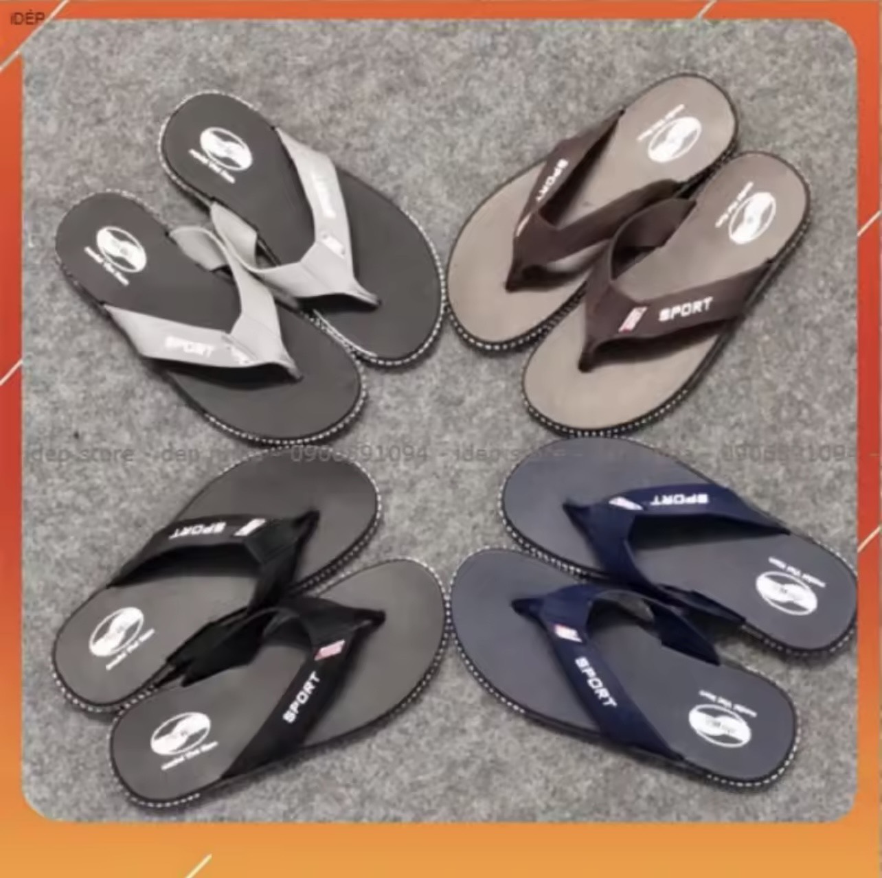  Dép quai dọc dép lào kẹp xỏ ngón NAM NỮ da PU mềm dẻo SPORT - Tăng lên 1 Size 