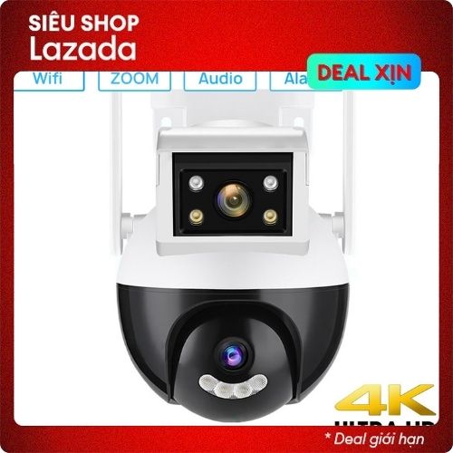 Mới màn hình kép ống kính kép camera phát hiện con người ngoài trời hd camera bảo vệ an ninh 4mp wifi ptz