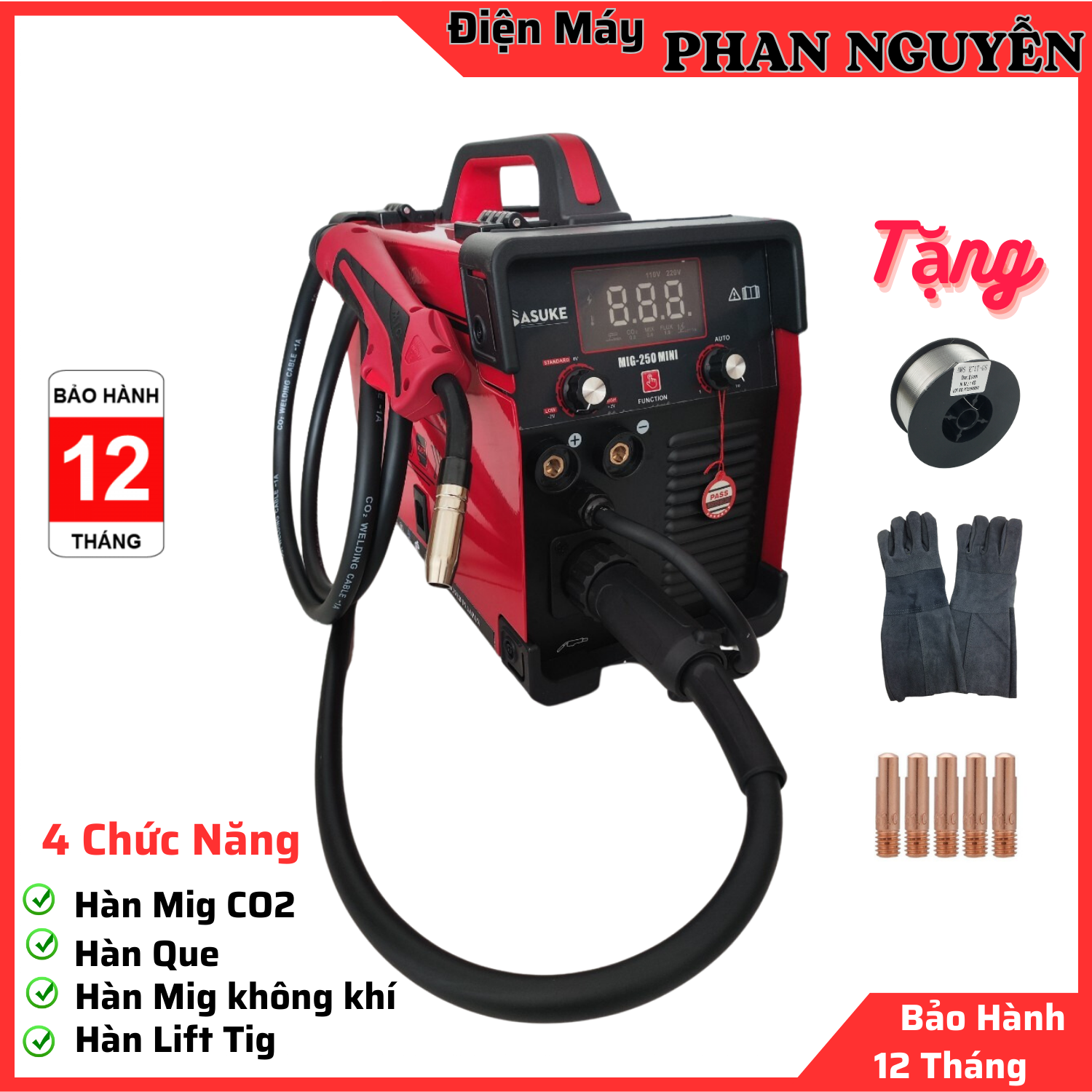 Máy hàn mig 4 chức năng sasuke mig 250 mini - chuyên 5kg - thợ chuyên và gia đình