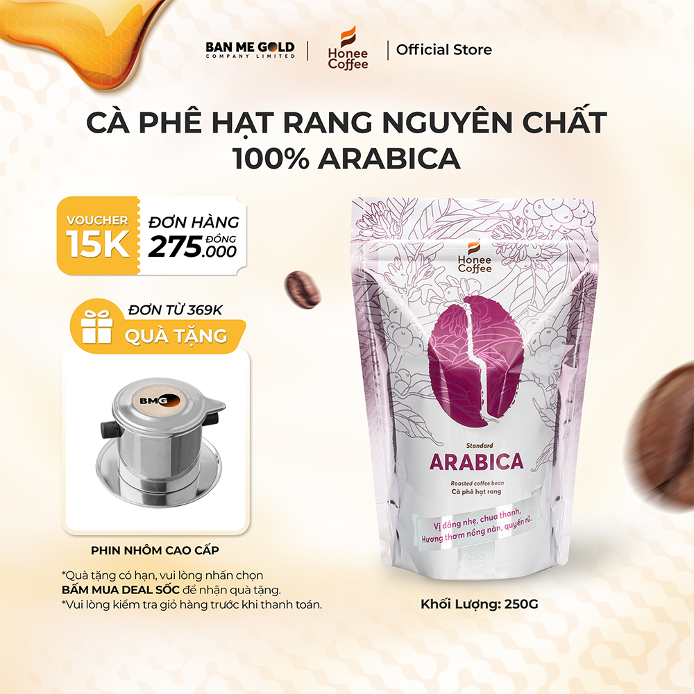 Cà phê arabica hạt rang mộc - 250g/500g/1kg - cafe rang xay nguyên chất chính hãng ban me gold - honee coffee