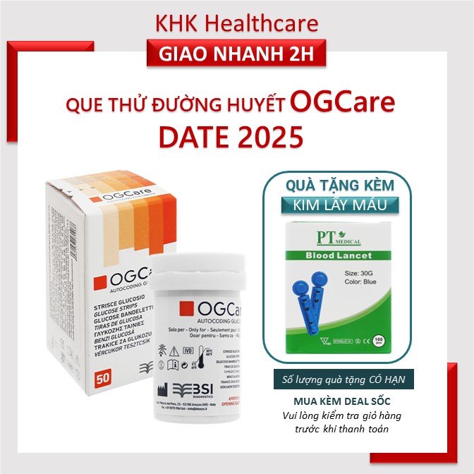 Que thử đường huyết og care lọ 50 que - ogcare strips glucose cam kết chính hãng giá tốt