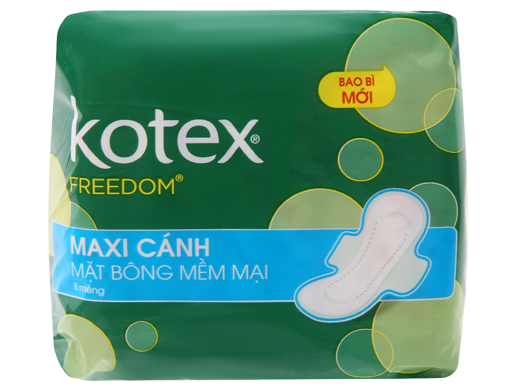 Lốc 8 gói Băng vệ sinh Kotex Freedom mặt bông mềm mại có cánh 8 miếng