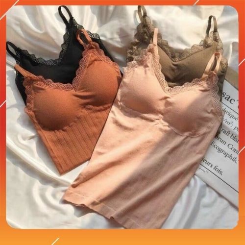 Áo 2 dây dáng dài đệm ngực sẵn co giãn 4 chiều bra 2 dây dáng dài mặc ở nhà đi chơi phối vest đi làm cực đẹp