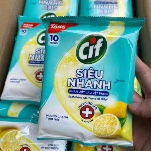 Combo 10 gói khăn ướt đa năng Cif 10 miếng