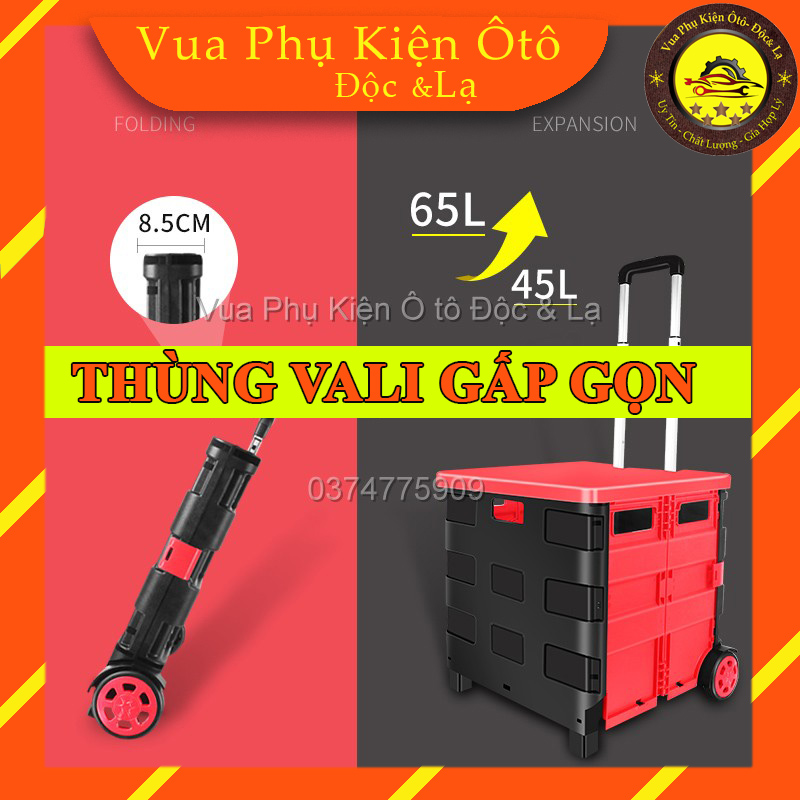 Thùng đựng đồ gấp gọn Vali kéo đa năng dùng trên ô tô, đi siêu thị, di chuyển đồ nặng - Giỏ xếp gọn kéo du lịch Pack & Roll, xe kéo gấp gọn