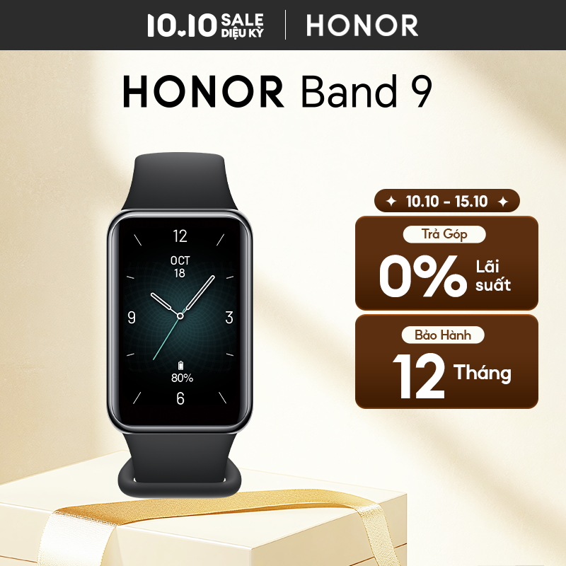 Đồng hồ đeo tay thông minh Honor Band 9 |Màn hình 1.57” | Pin dài 14 ngày| Kháng nước 5ATM | 96 chế độ thể thao | Bảo hành 12 tháng Hàng chính hãng.