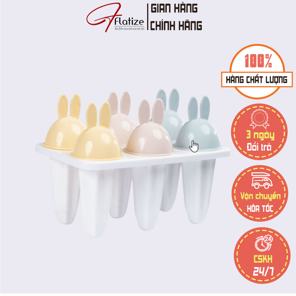 Khay làm kem thỏ tại nhà, khay đá hình thỏ, khay làm đá cao cấp nhựa nguyên sinh, chịu nhiệt tốt, không nứt vỡ - FLATIZE