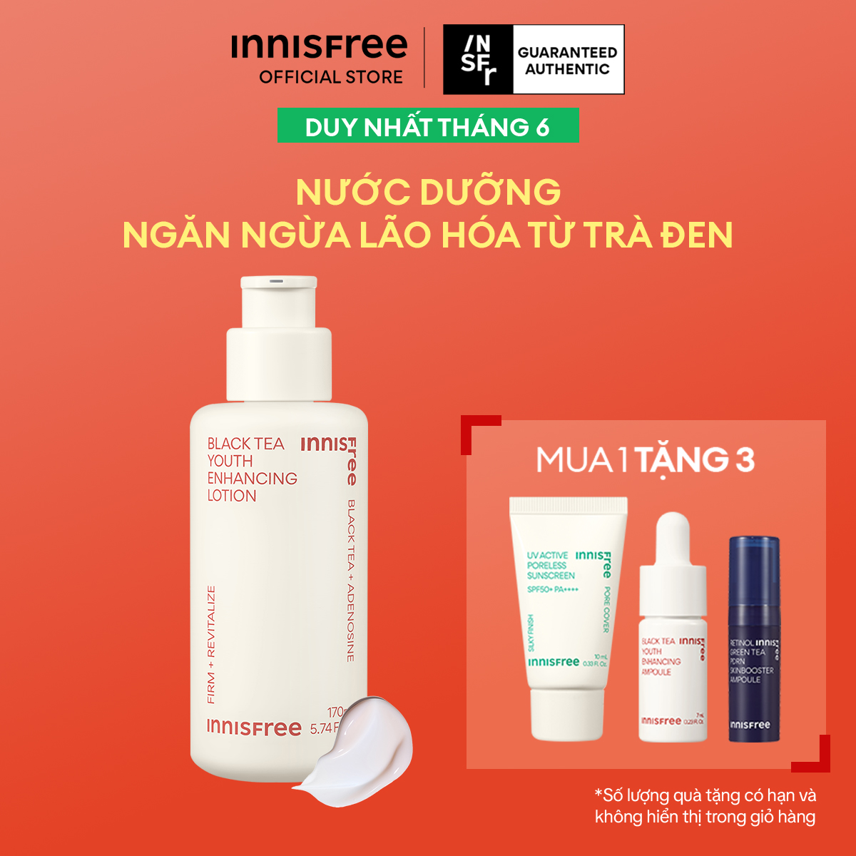 Sữa dưỡng ngăn ngừa lão hóa từ trà đen INNISFREE Black Tea Youth Enhancing Lotion