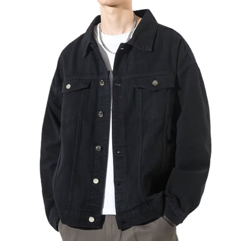 Áo Khoác Jean Nam TM144 ĐEN TRƠN Basic Form Rộng - Áo Khoác Bò Nam Phong Cách Thời Trang - TOMMY JEAN 04