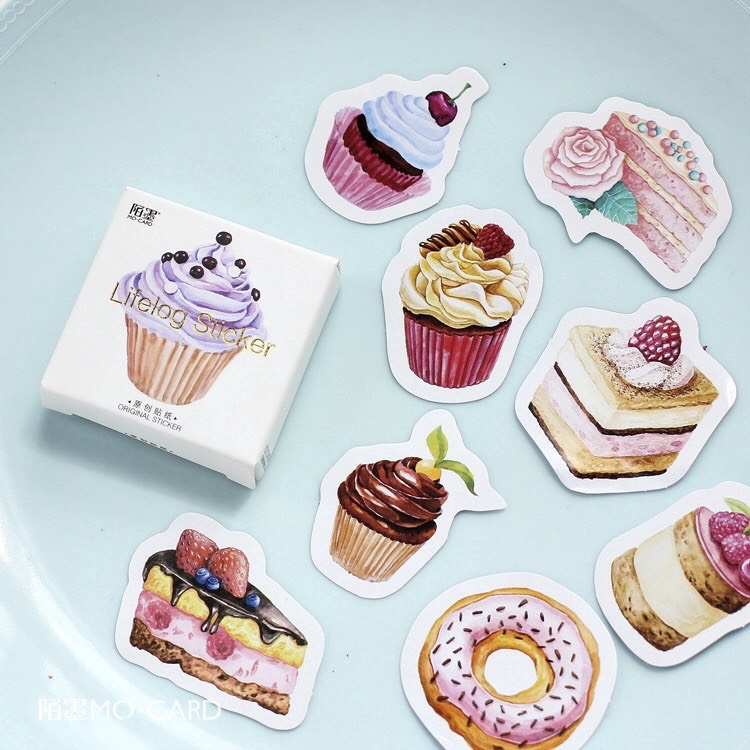 Hộp 45 sticker bánh kem tuyệt đẹp canarystore54