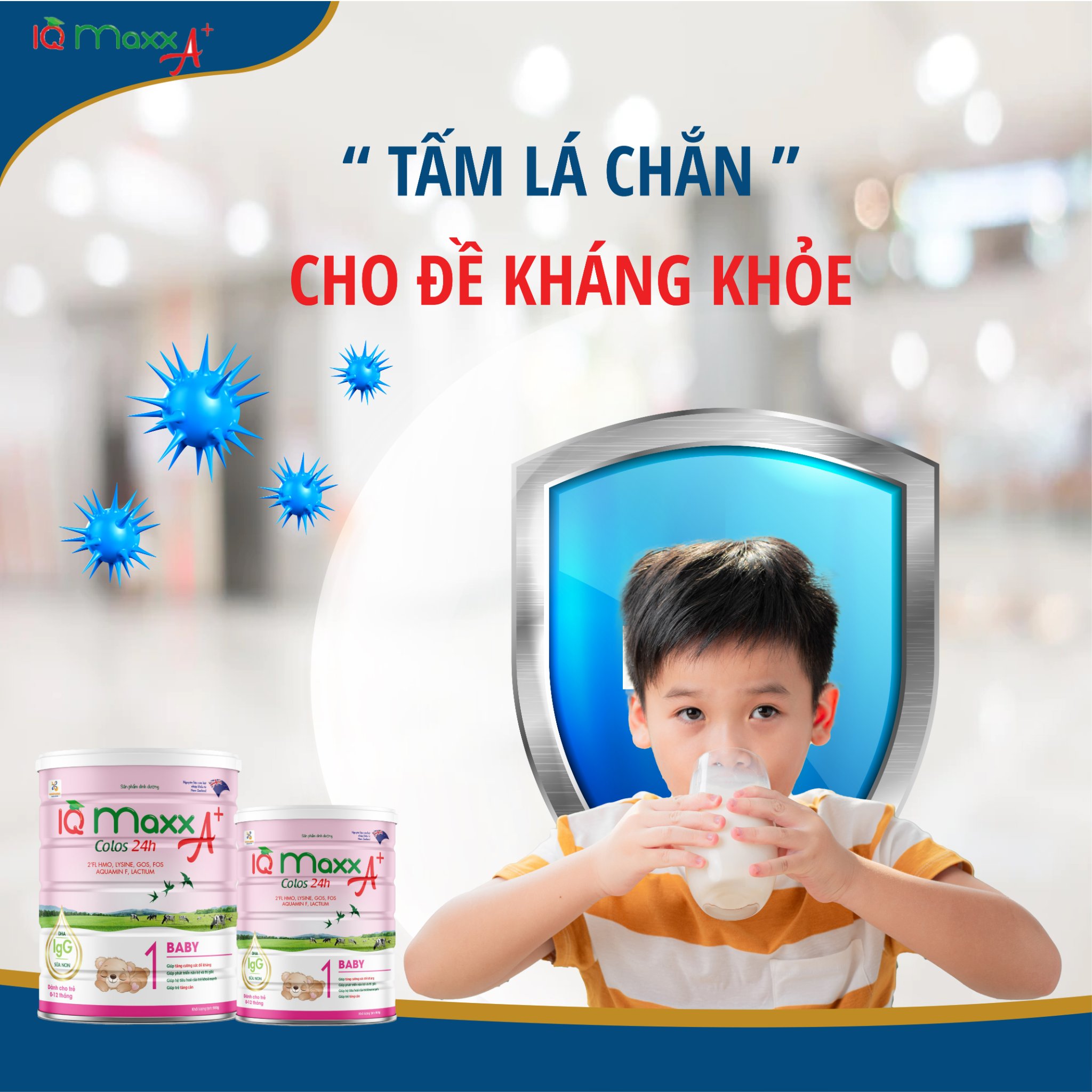 Sữa bột iq maxx a+ colos 24h kid cho bé từ 0-12 tháng 900g