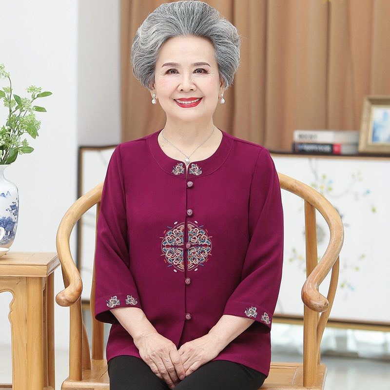 Áo trung niên nữ, Áo bà ngoại bà nội, Áo trung niên hoa gấm sang trọng bigsize tới 80kg