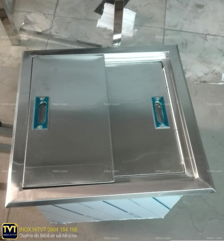 Thùng đá inox 40x40 âm quầy