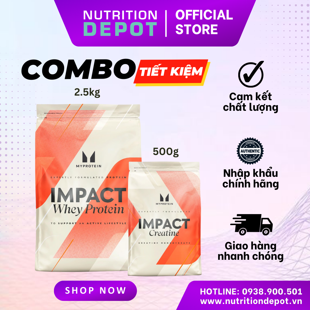 Combo Myprotein 06 - Impact Whey Protein 2.5kg và Creatine 500g Myprotein - Nutrition Depot Vietnam
