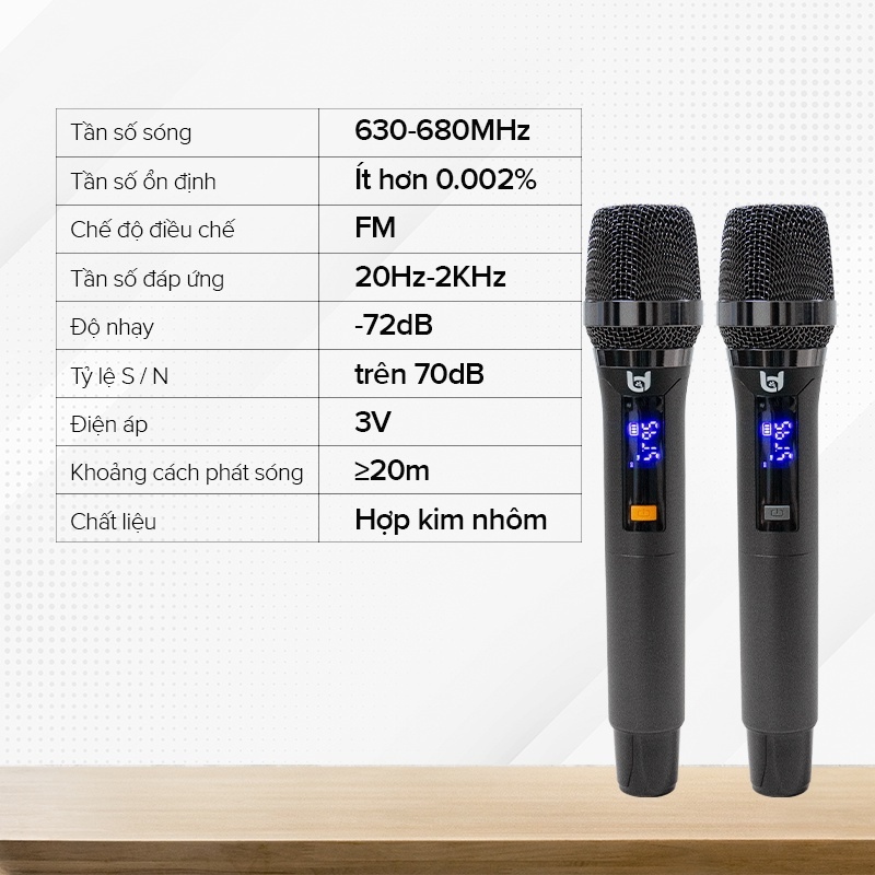 hot Bộ Micro 2 Mic Không dây chính hãng BEST SOUND U-WR20 V-W108 V-W003 Chuyên dụng hát Karaoke Loa kéo Amply - AnPhuStore