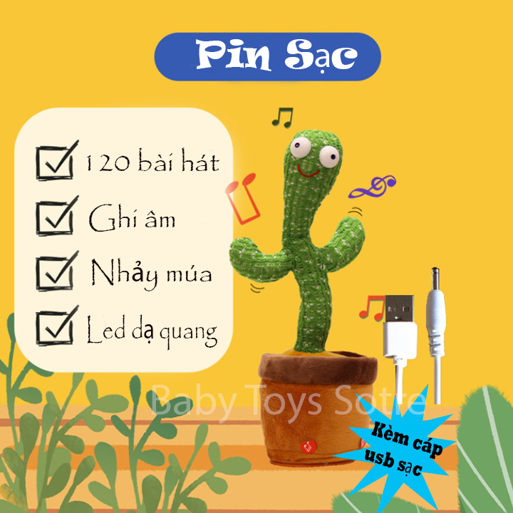 Cây xương rồng nhảy múa theo nhạc có ghi âm nhái giọng 120 bài hát tiếng việt loại pin sạc - Cây sương rồng nhồi bông nhún nhảy uốn éo biết hát - Đồ chơi thú nhồi bông cho bé trai bé gái cute - Quà tặng sinh nhật