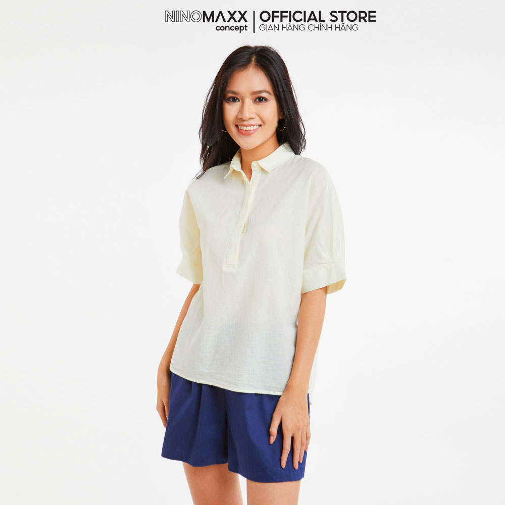 N&m áo sơ mi nữ tay ngắn 100% cotton 1912096
