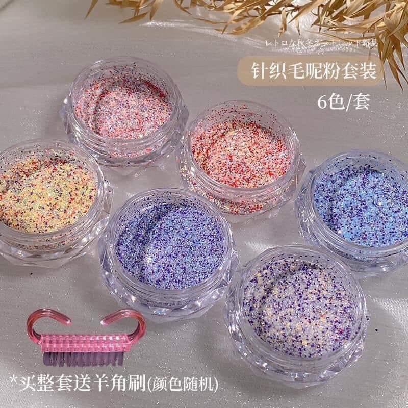Set Nhũ rắc kẻ dạ 6 hũ trang trí móng
