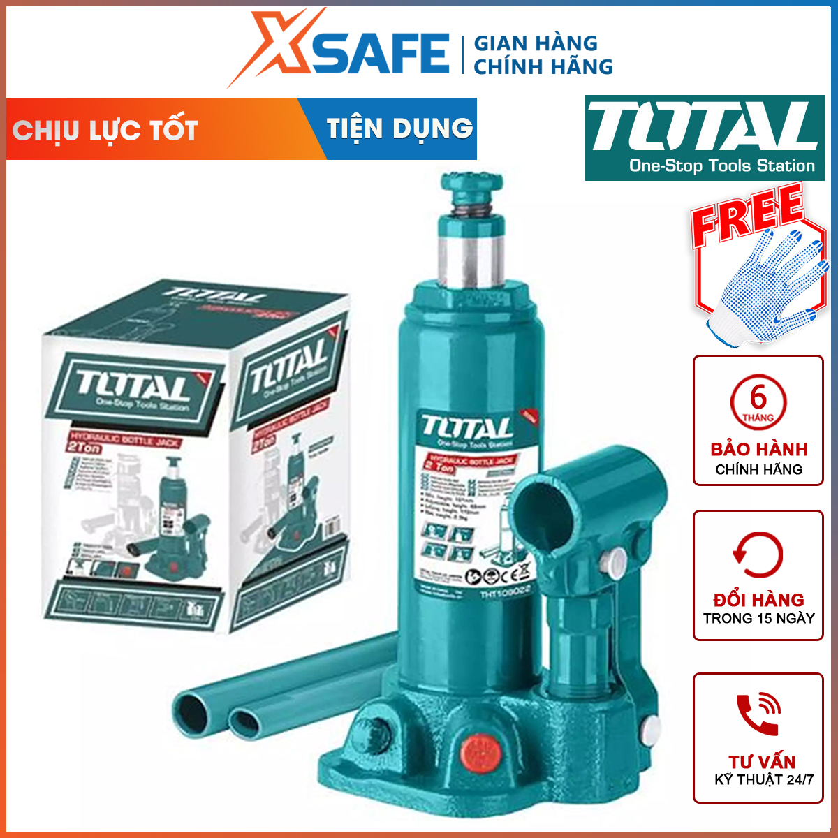 Con đội thủy lực TOTAL kích thủy lực Khả năng đội 2-30 tấn, Chiều cao nhỏ nhất 181mm - 465mm kích nâng các vật nặng trọng lượng lớn, cồng kềnh, cân chỉnh lắp ráp thiết bị