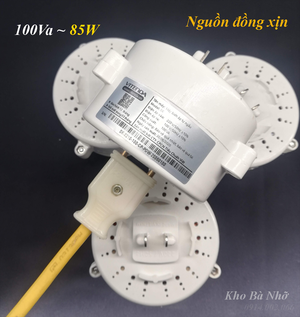 Bộ đổi điện xuôi 220V - 110V công xuất thực 100Va (85W) nguồn đồng xịn