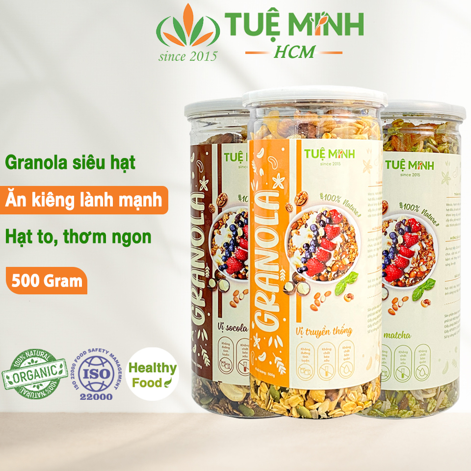 Granola siêu hạt Tuệ Minh, ngũ cốc ăn kiêng giảm cân yến mạch mix hạt dinh