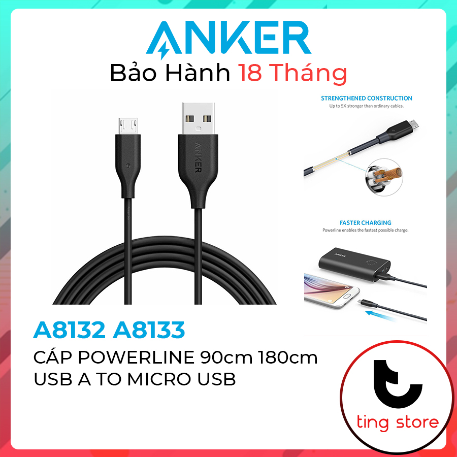 Cáp anker powerline usb a to micro dài 90cm 180cm - mã a8132 a8133