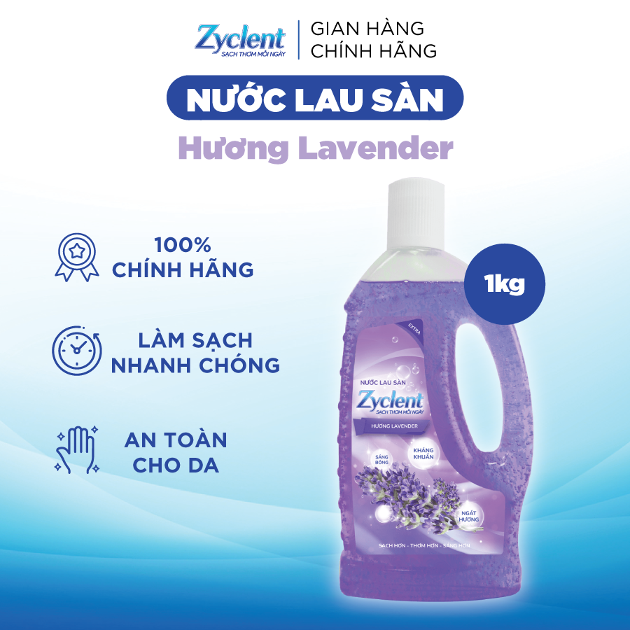 Nước Lau Sàn Zyclent Extra Hương Hoa Lavender 1kg