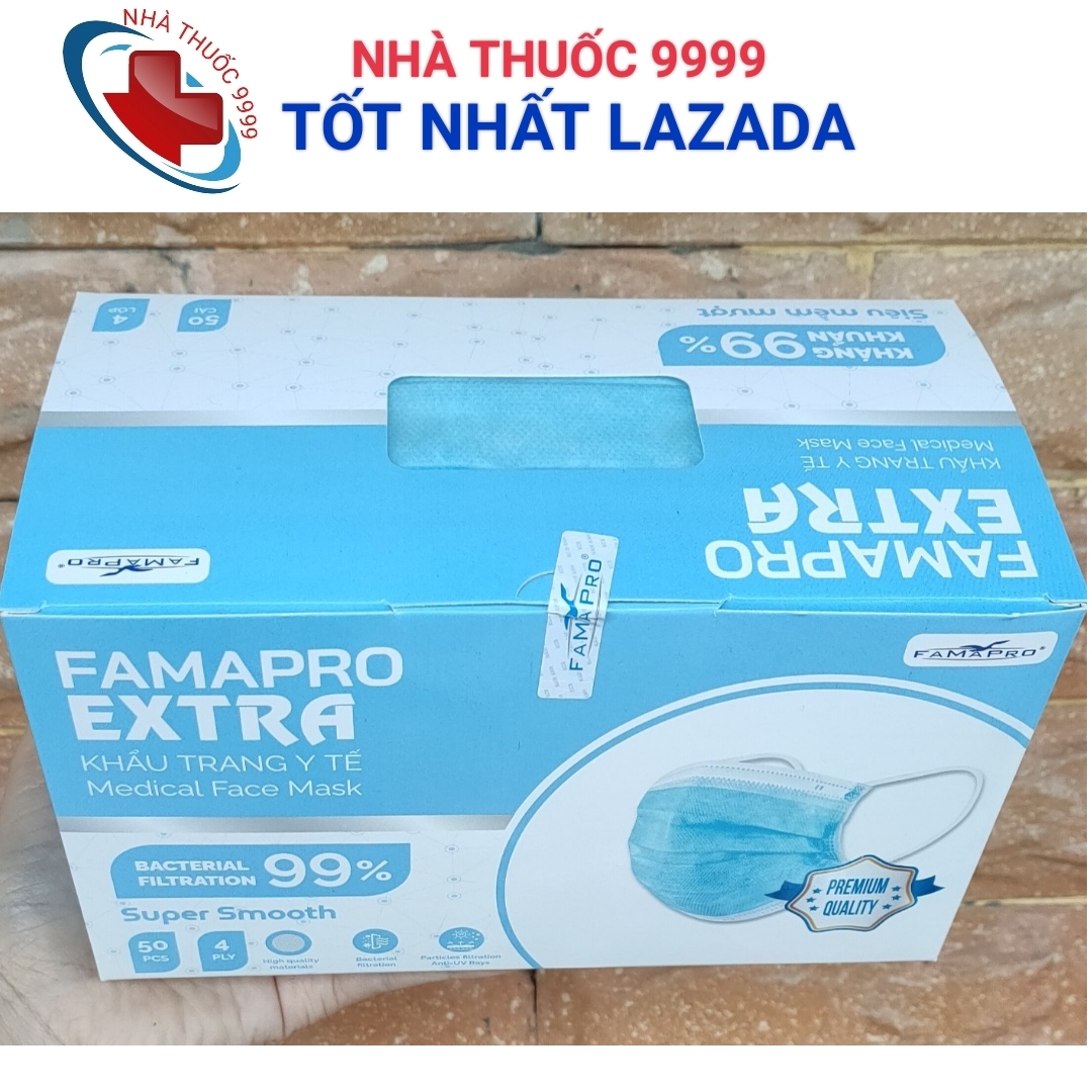 Khẩu trang 4 lớp cao cấp EXTRA Famapro, hộp 50 cái, khẩu trang Extra Famapro