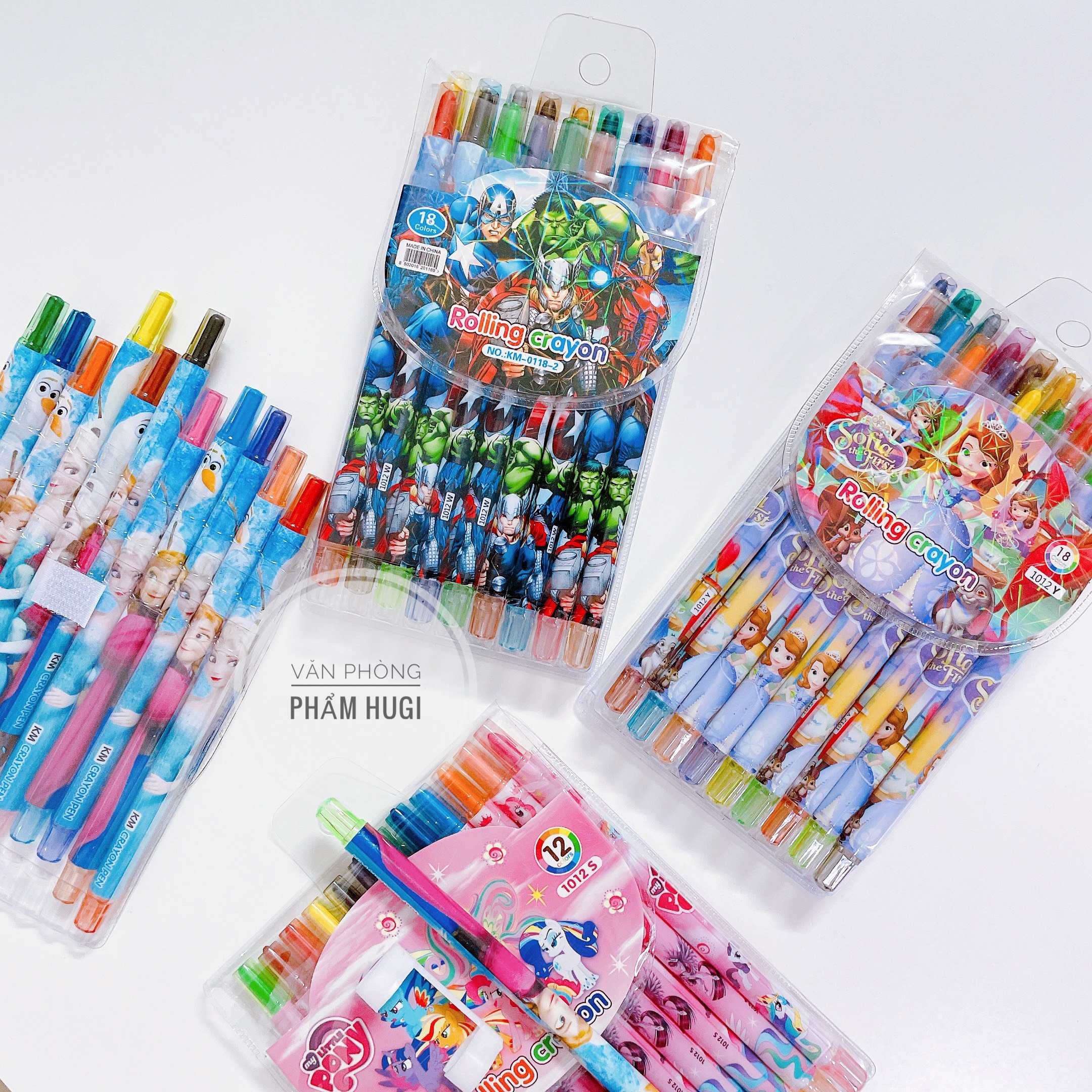 Vỉ 24 Cây bút sáp màu vặn dành cho học sinh tập tô vẽ (thân dài loại tốt) giao mẫu ngẫu nhiên