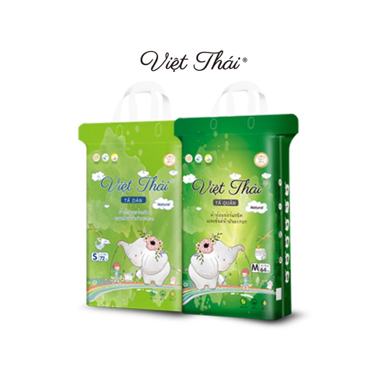Tã Bỉm Việt Thái Natural Made in Việt Nam - Tinh Dầu Oliu S72/M66/M64/L58/L58/XL52/XXL50/XXXL46