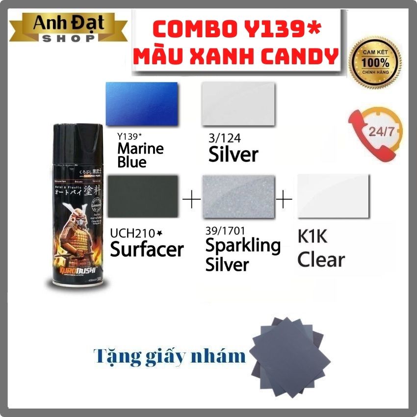Màu xanh dương candy y139, sơn bóng k1k, anh đạt shop
