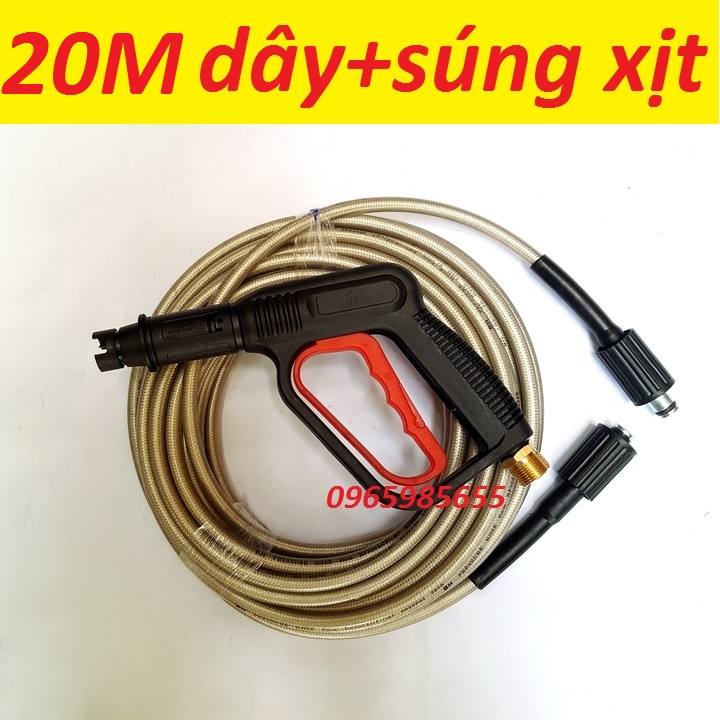 bộ dây rửa xe cao áp 20m kèm s.úng xịt rửa xe tăng áp lực nước ( chọn bộ như hình )