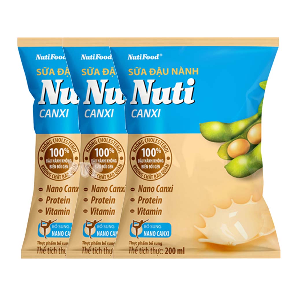 3 Bịch Sữa Đậu Nành Nuti Canxi Bịch 200ml-PUP Store