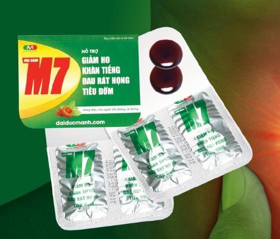 Viên ngậm M7 - Giảm ho khàn tiếng, đau rát họng, tiêu đờm - Chiết xuất từ thảo dược - Hộp 10 vỉ x 4 viên - vietanpharma