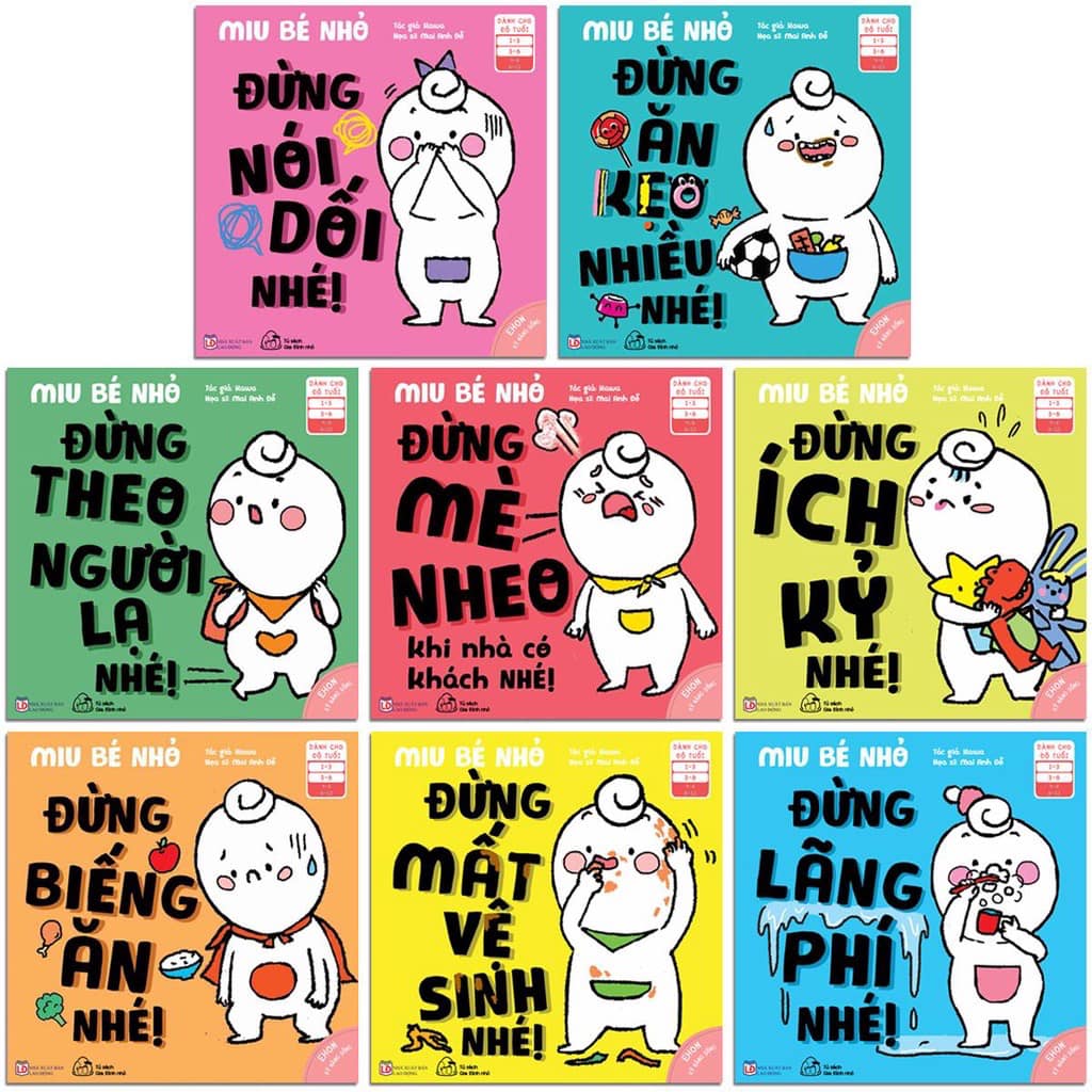 Sách - ehon kĩ năng sống - miu bé nhỏ - combo 8 quyển phần 2