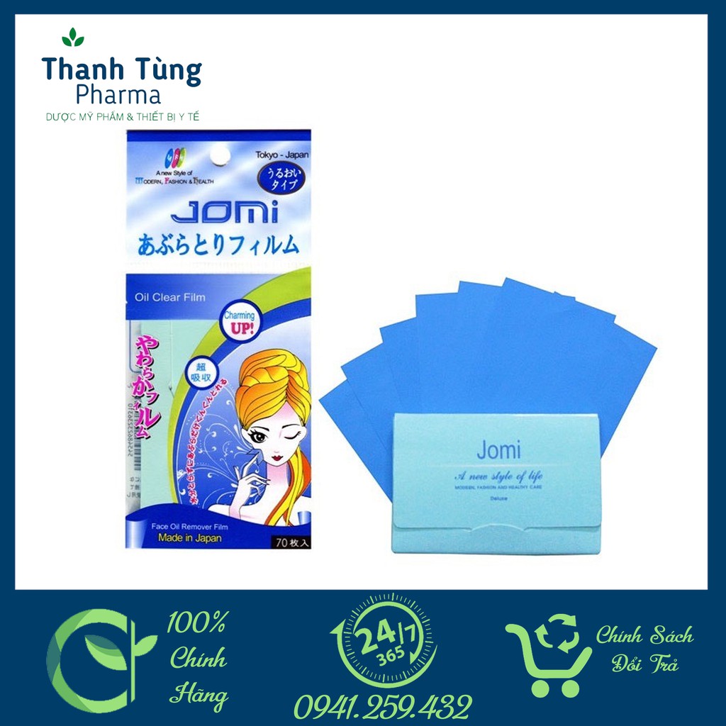 Giấy thấm dầu jomi - dạng phim xanh - 70 tờ