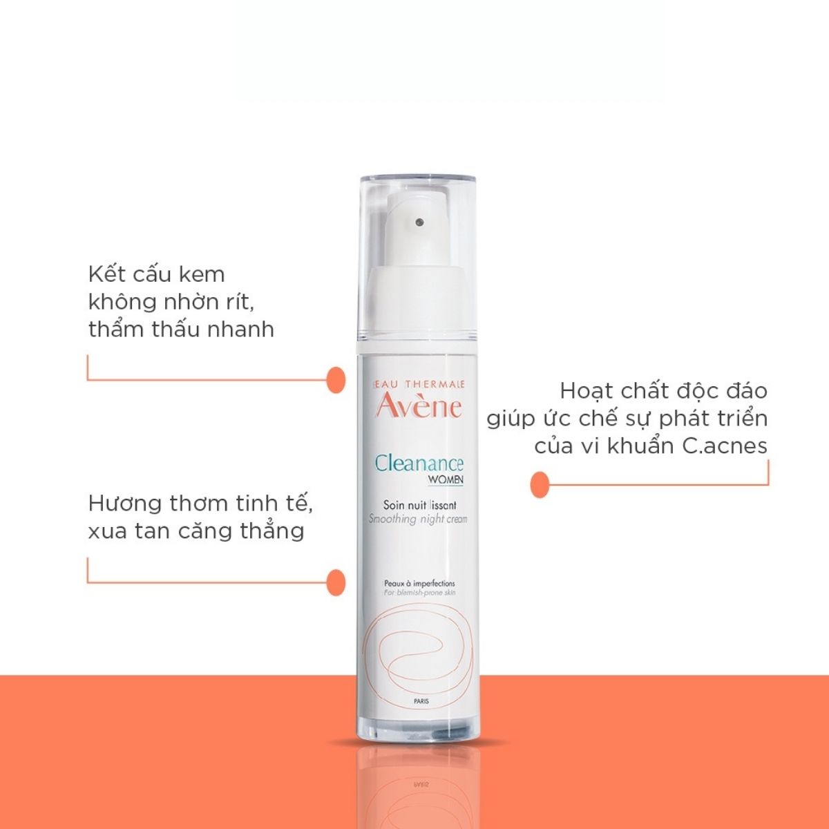 Kem Dưỡng Avene Cleanance Women Night 30mL Giảm Thâm, Mịn Da, Giảm