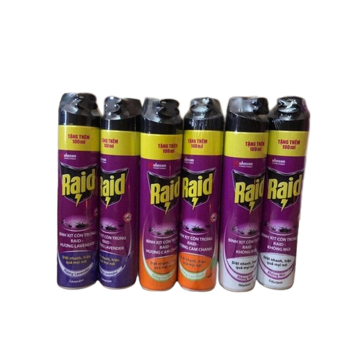 Xịt côn trùng Raid hương Chanh/Lavender/Không mùi chai 600ml tặng thêm 100ml giá không đổi