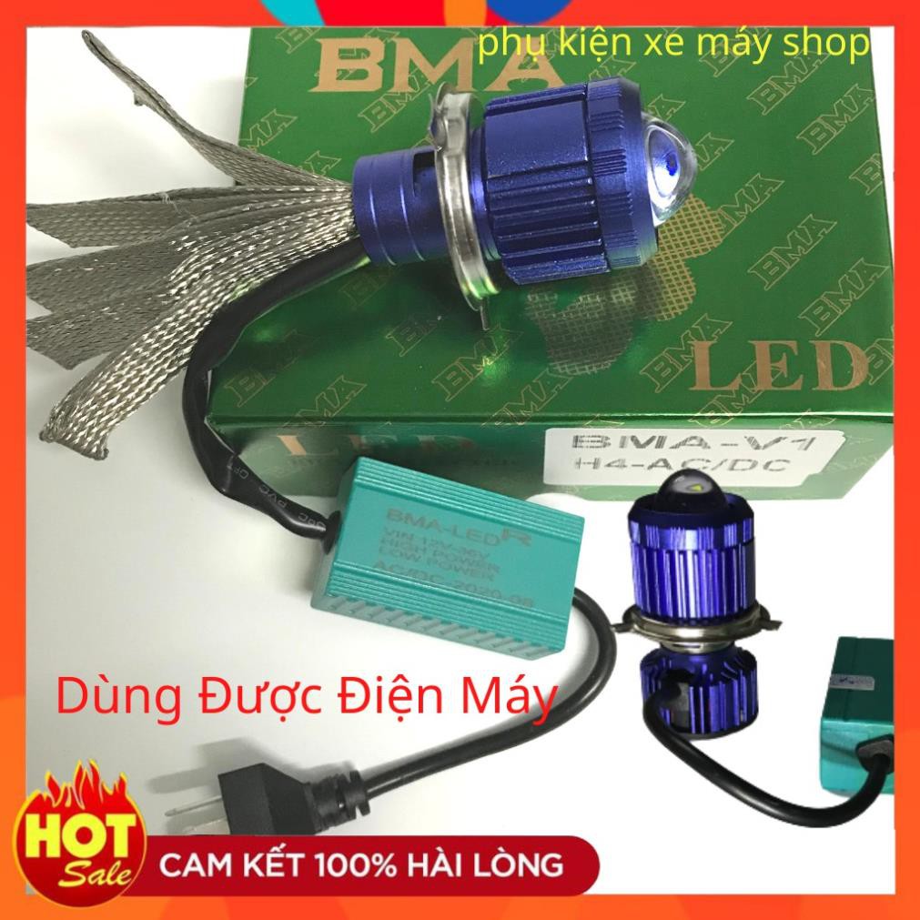 Đèn pha led bi cầu 2 màu cốt vàng pha trắng mẫu mới nhất 2020