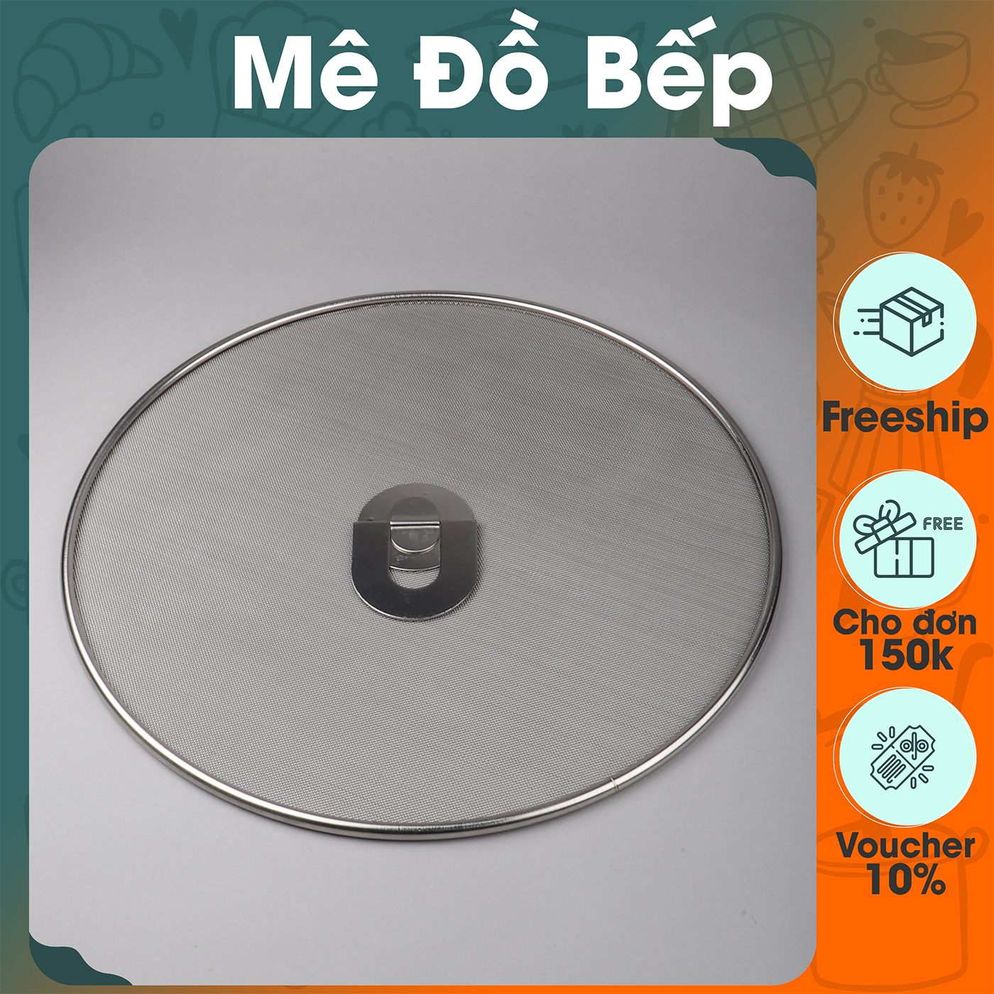 Nắp lưới đậy chảo chống văng dầu mỡ inox Bam House loại lớn 29cm cao cấp NV01 - BamBam Store