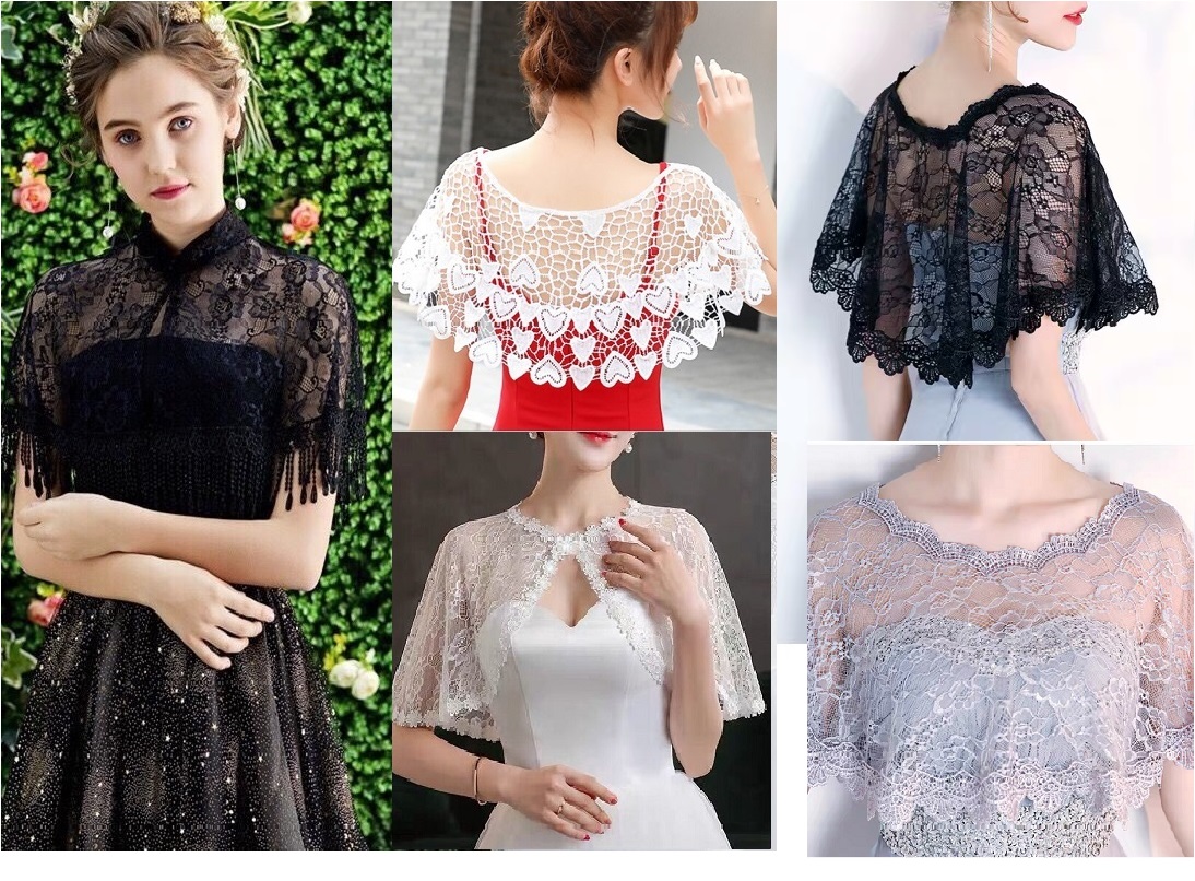Áo khoác lửng, áo choàng vai phối với đầm và áo dây 2 C089