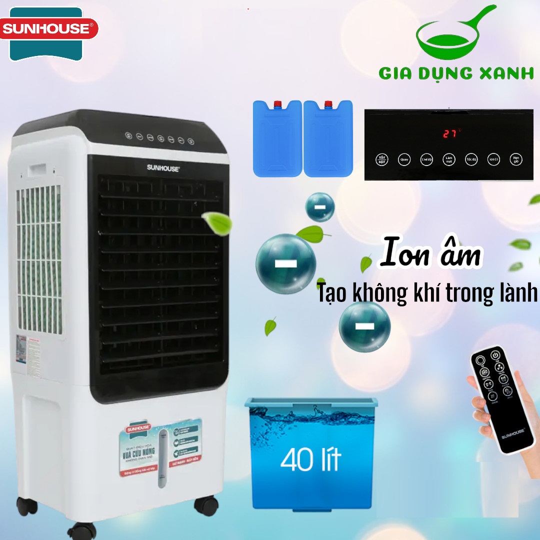 Máy làm mát không khí sunhouse - quạt hơi nước - quạt làm mát sunhouse -cảm ứng-remote-hẹn giờ