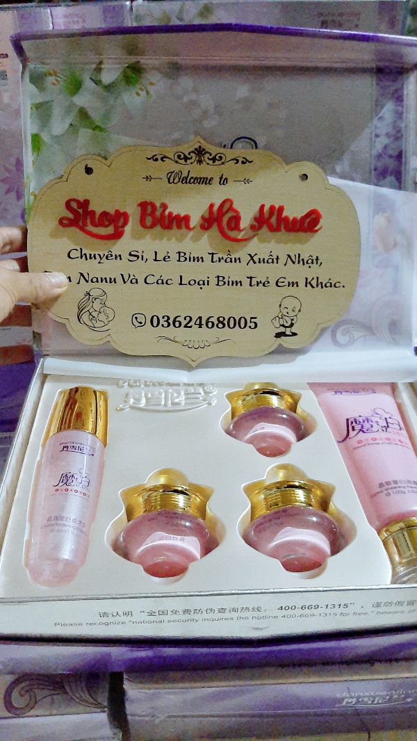 Bộ hoàng cung hồng 5 món - kem ngày đêm - serum -kem nắng - sữa rửa mặt - hchl5min