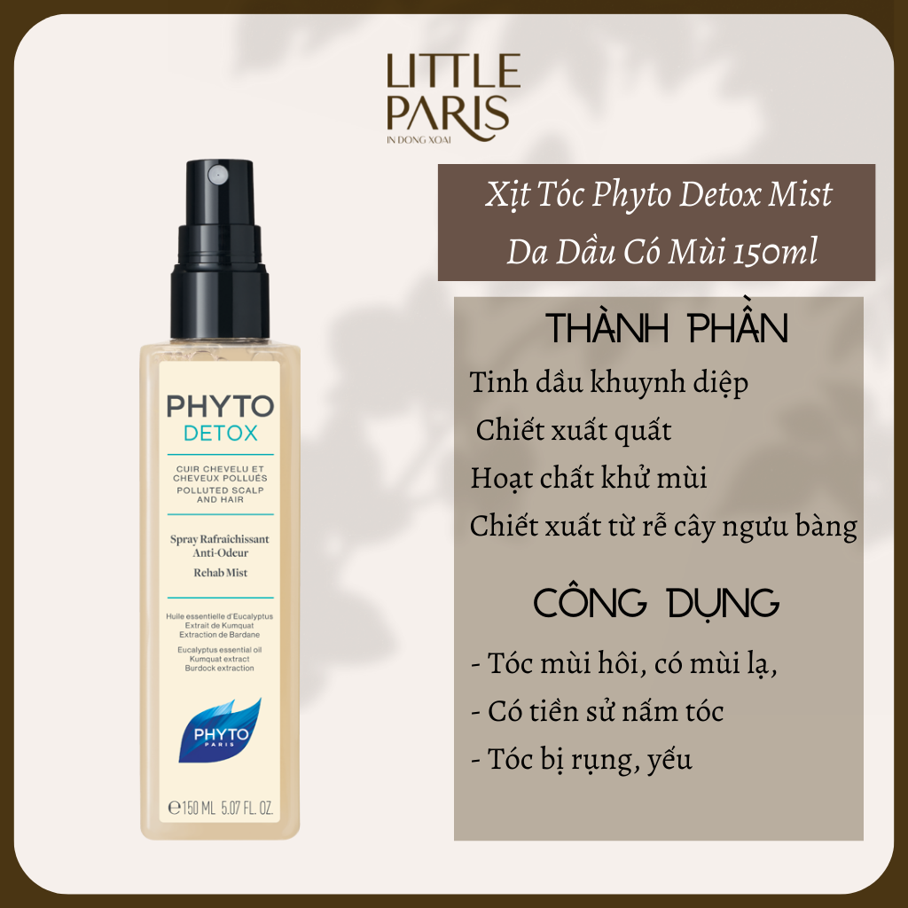 Xịt dưỡng tóc phyto detox rehab mist cho hội chứng da dầu có mùi 150ml