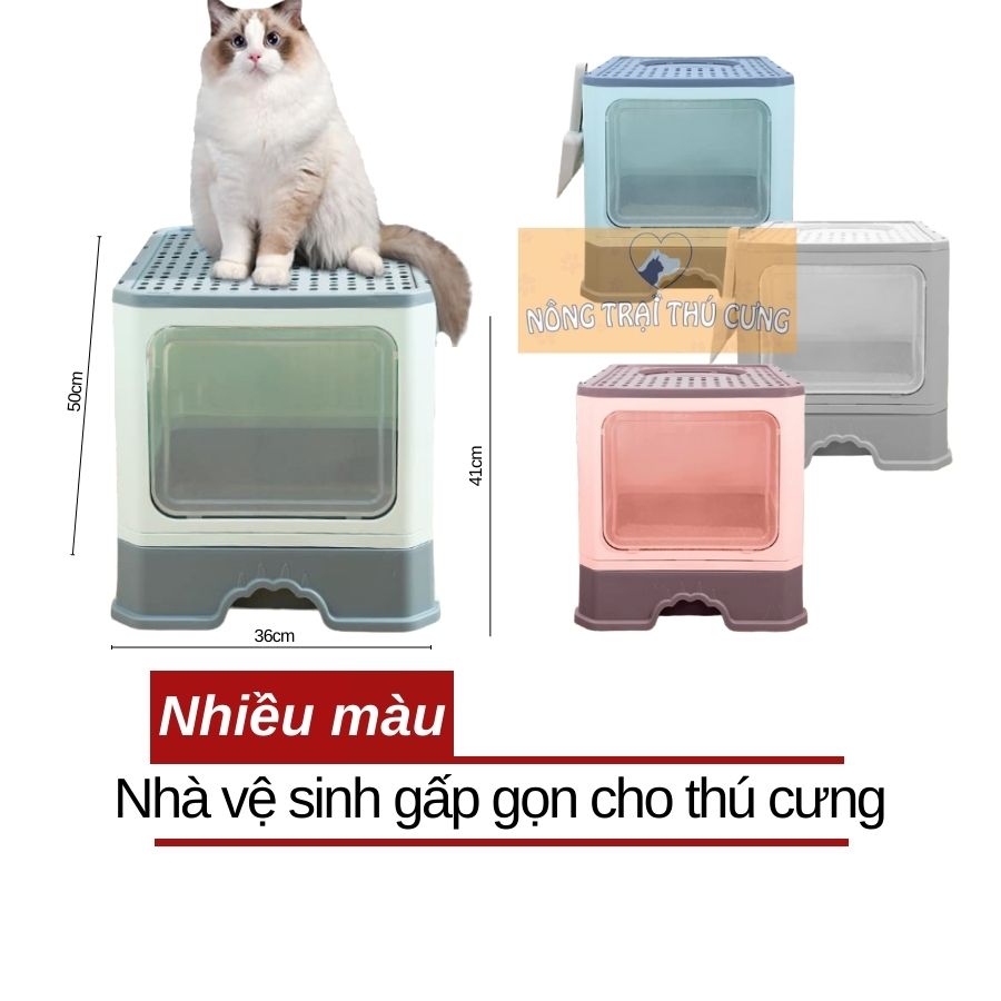 Nhà vệ sinh cho mèo size lớn 2 cửa - có thể gấp gọn -