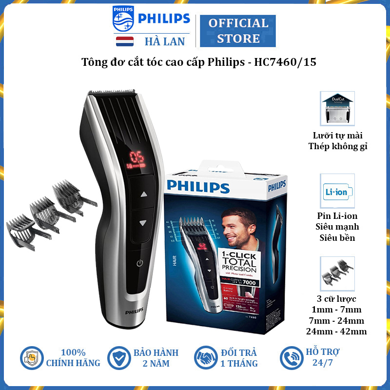 Tông đơ cắt tóc cao cấp thương hiệu philips hc7460/15 - hàng nhập khẩu